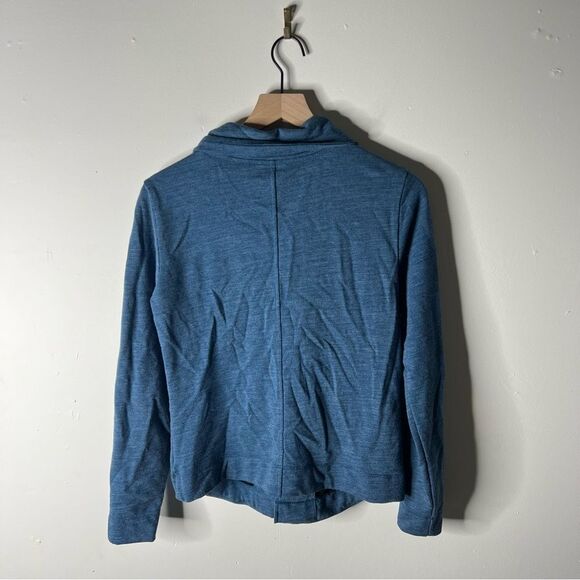 Smartwool woman’s size Medium Blue Wool Blend jacket Magnetic Cowl Neck - Picture 6 of 10